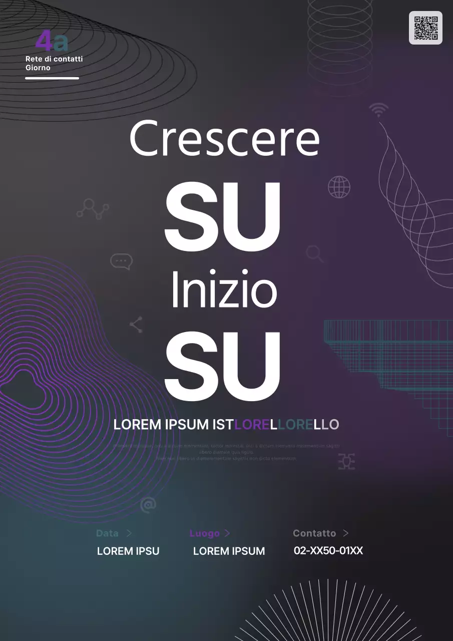 Promuovere una giornata di networking geometrico viola e verde