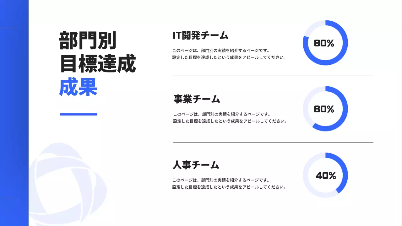 青 シンプル 企業 レポート プレゼンテーション