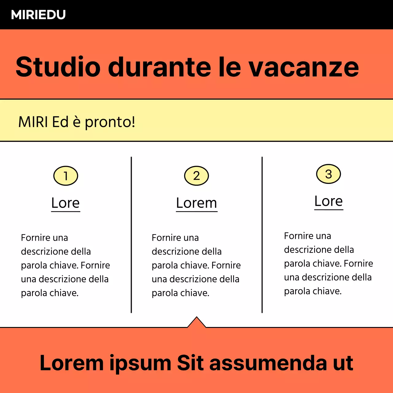 Promuovere le offerte speciali per le vacanze scolastiche in arancione e nero.