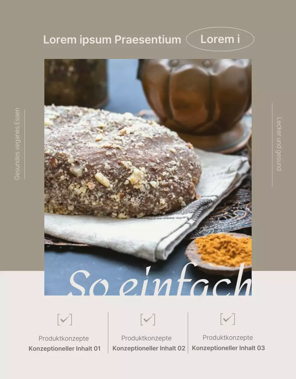 Werbung für ein einfaches Produkt in Beige und Braun