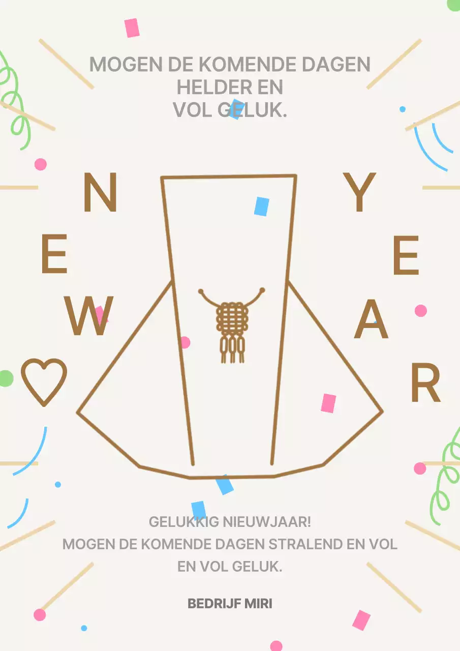 Een eenvoudige nieuwjaarskaart in ivoor en bruin