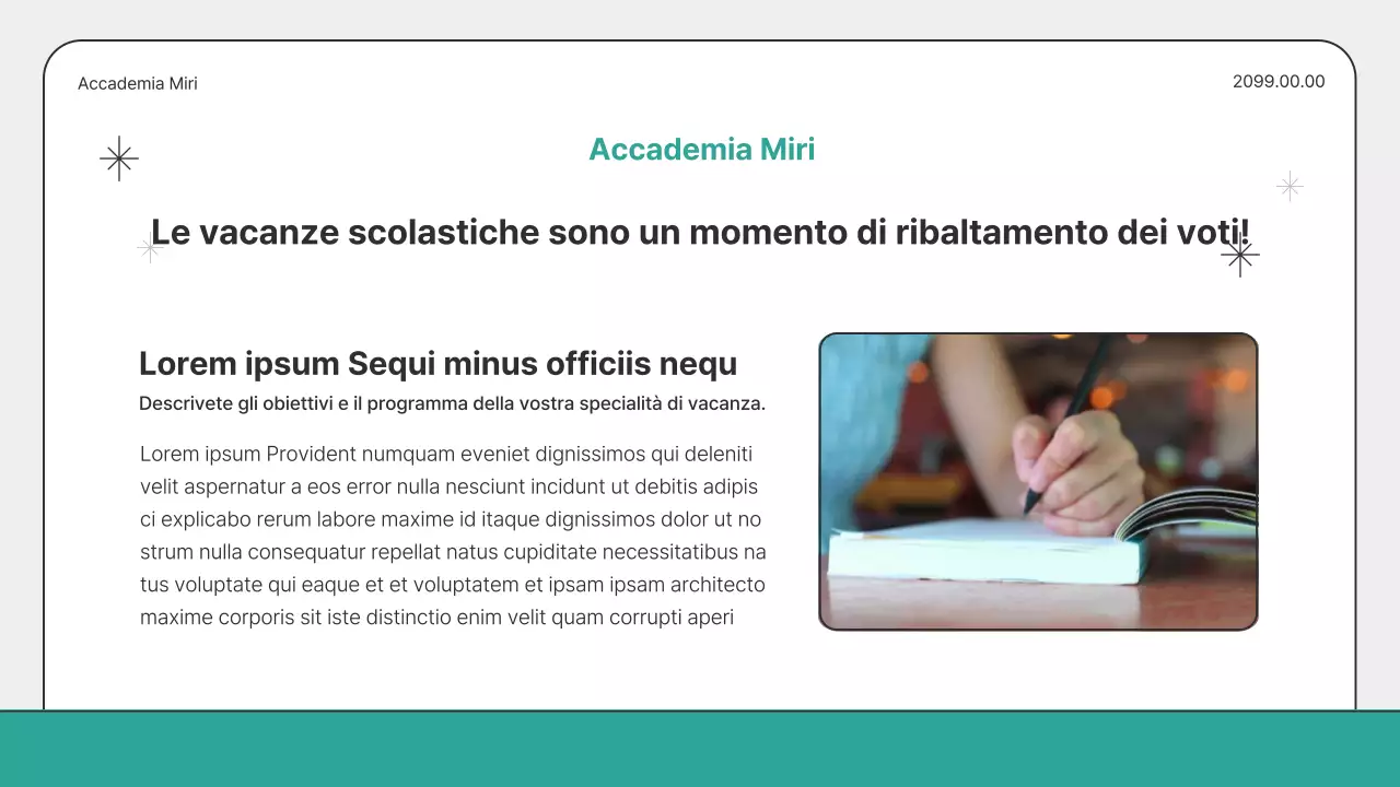 Guida al corso intensivo per le vacanze scolastiche di colore grigio e menta