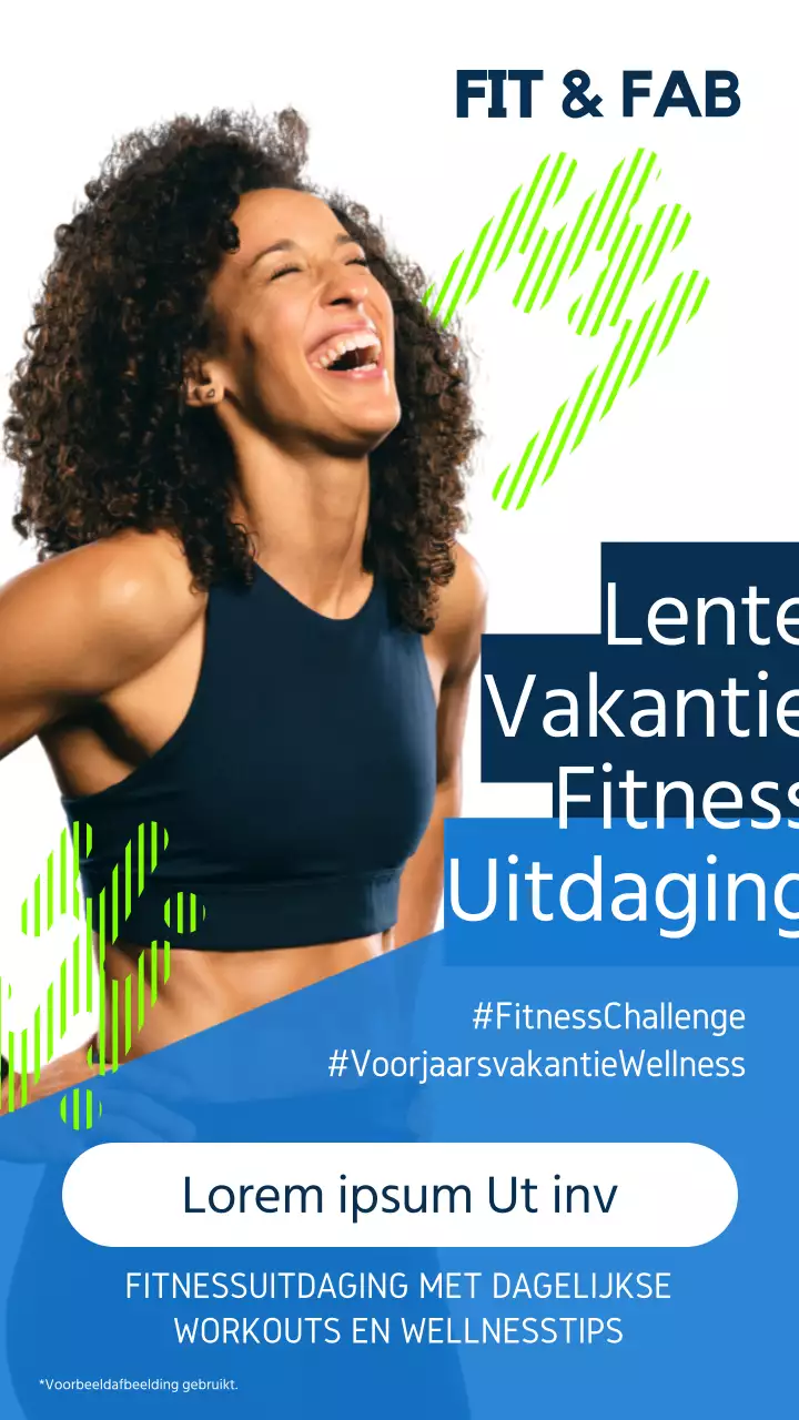 Blauw en Neon Modern Spring Break Challenge Advertentie