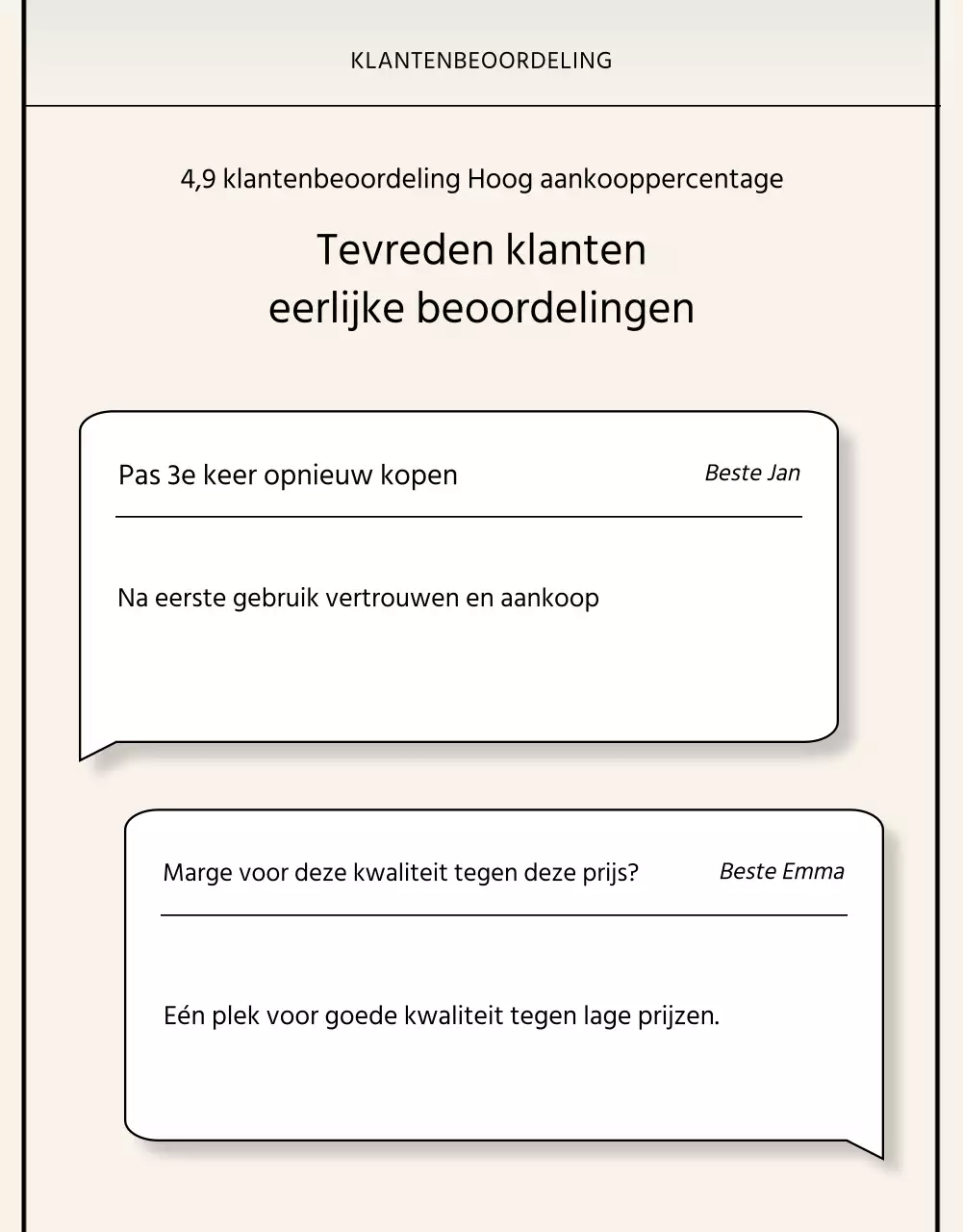 Basisstijl in zwart en beige Merkverklaring handel