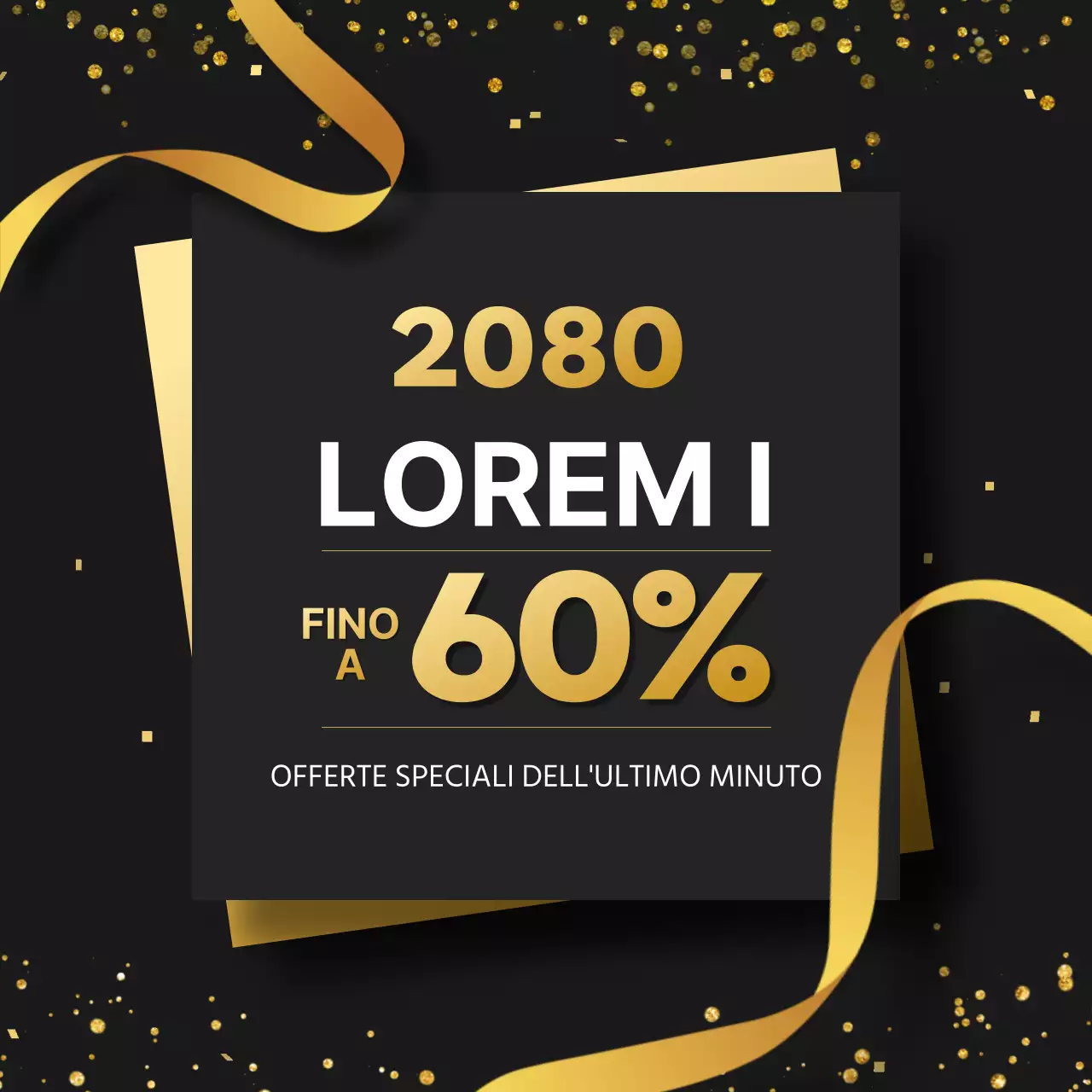 Pubblicizzare una vendita di premi di lusso di fine anno in oro e nero