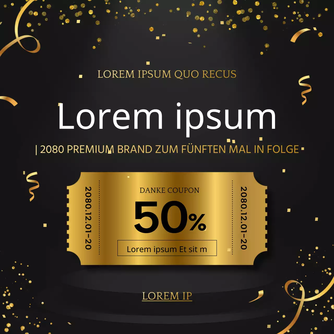 Werben Sie für eine luxuriöse Preisverleihung zum Jahresende in Gold und Schwarz