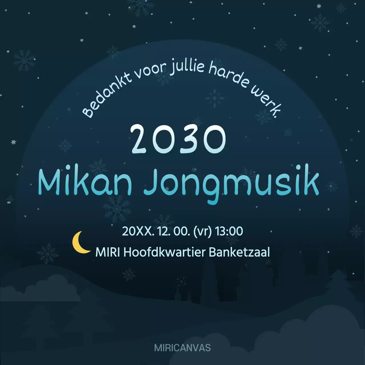 Een luxe eindejaarsaankondiging in marineblauw en geel