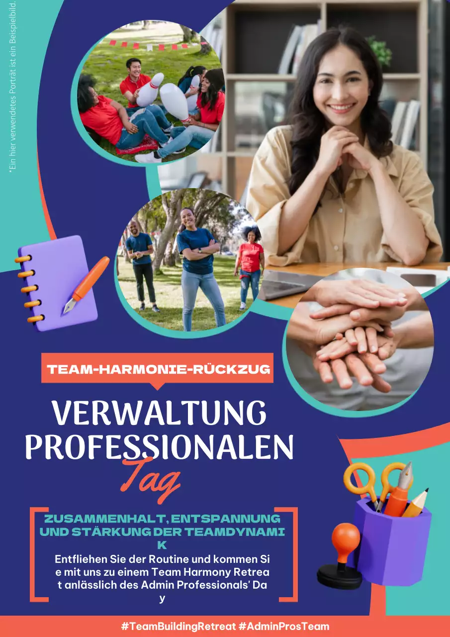 Lila und Orange Trendy Administrative Day Werbung