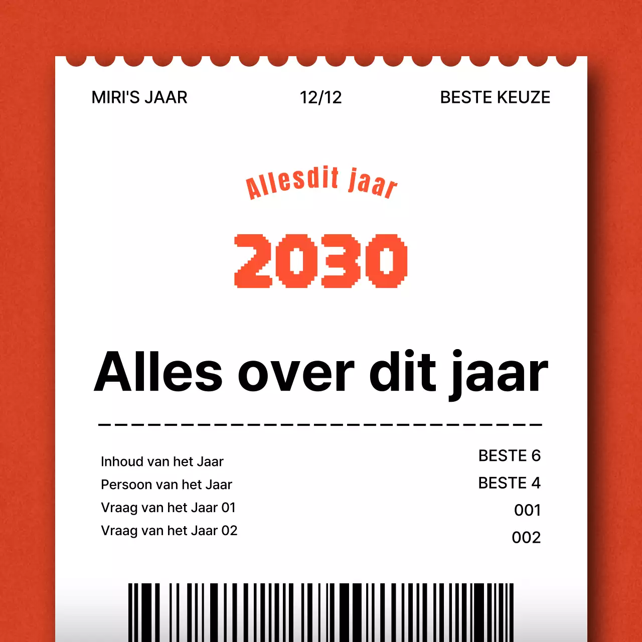 Een eenvoudige eindejaarspost in oranje en zwart