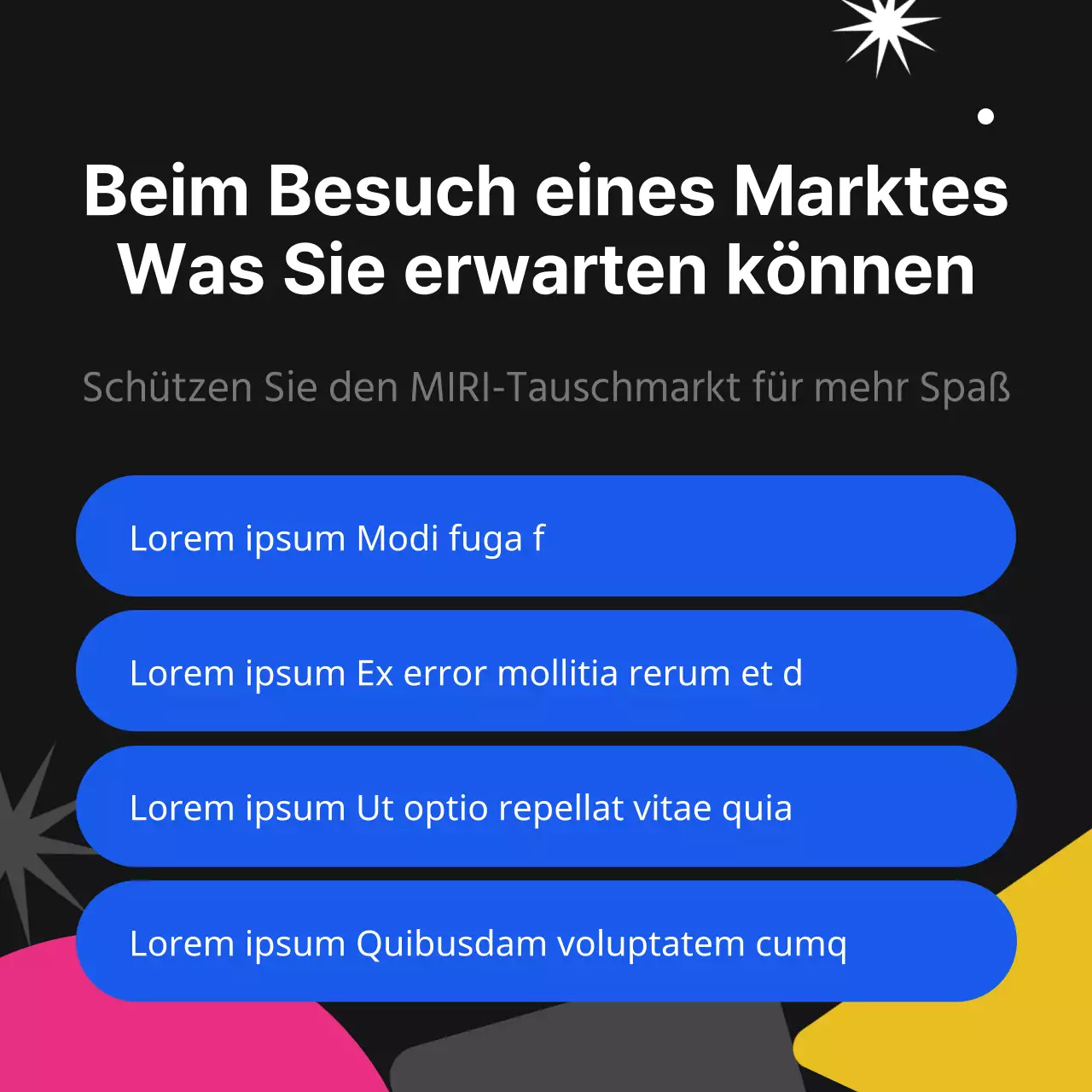 Schwarze und fluoreszierende trendige Börsenankündigung