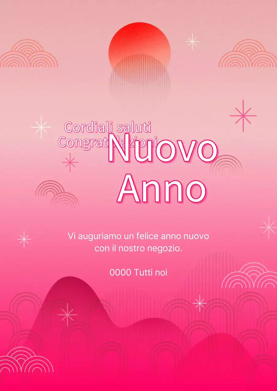 Auguri tradizionali di Capodanno in rosa e arancione