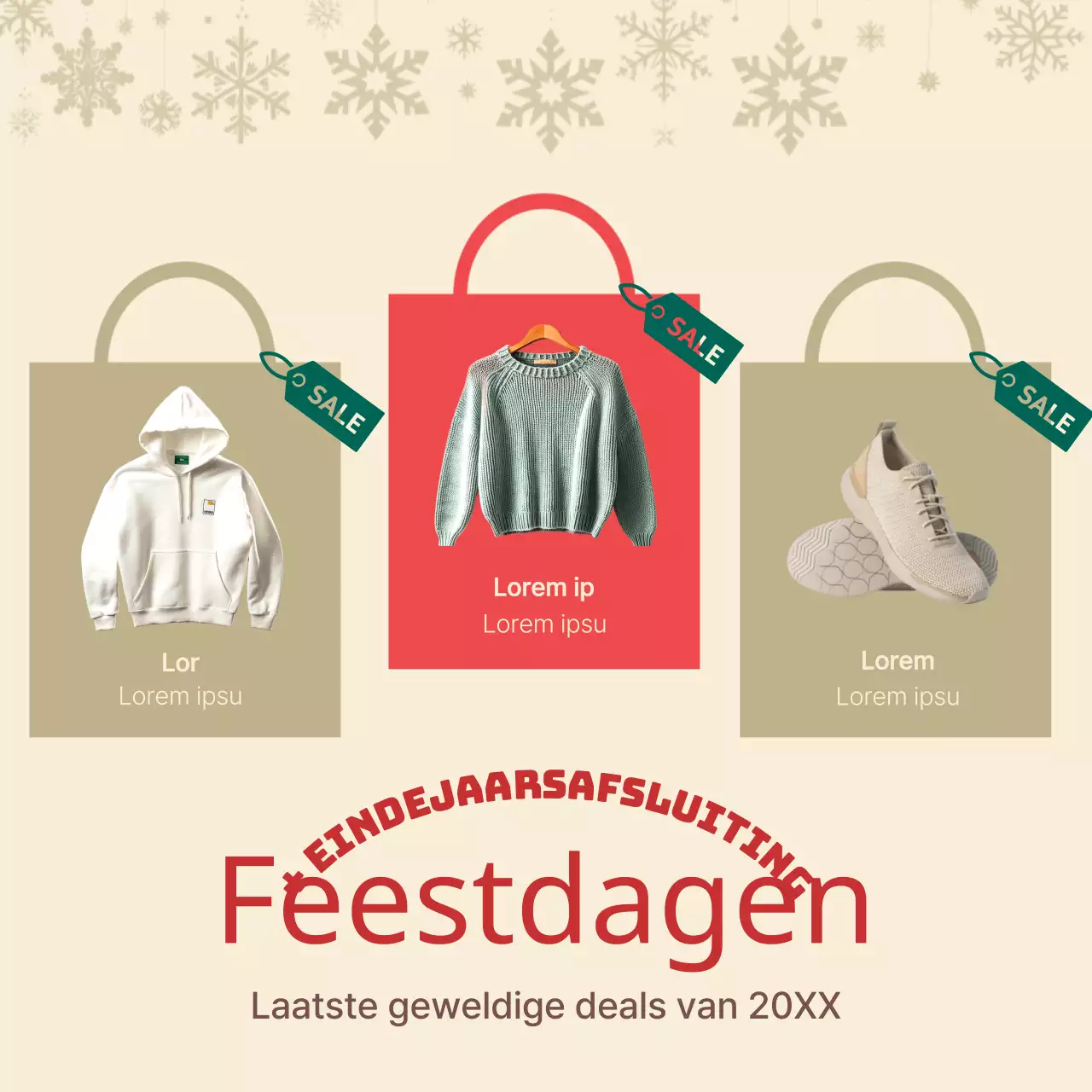 Kerstmarketingadvertenties in rood
