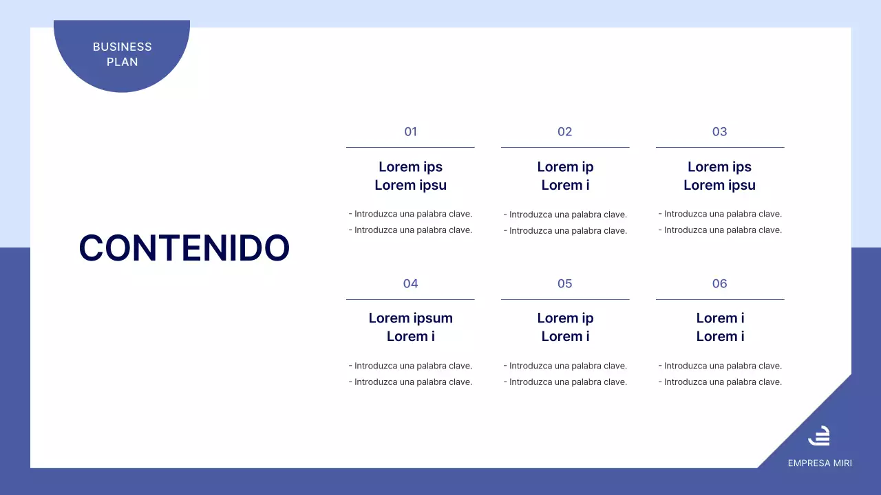 Un sencillo plan de empresa en azul