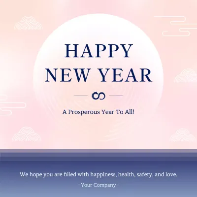 Pink Elegant New Year Greetings Card Social Media Post