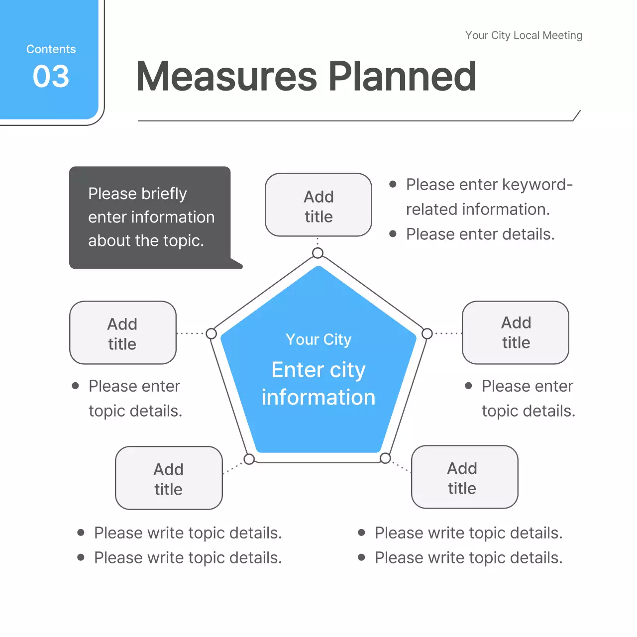 A simple white and light blue meeting guide