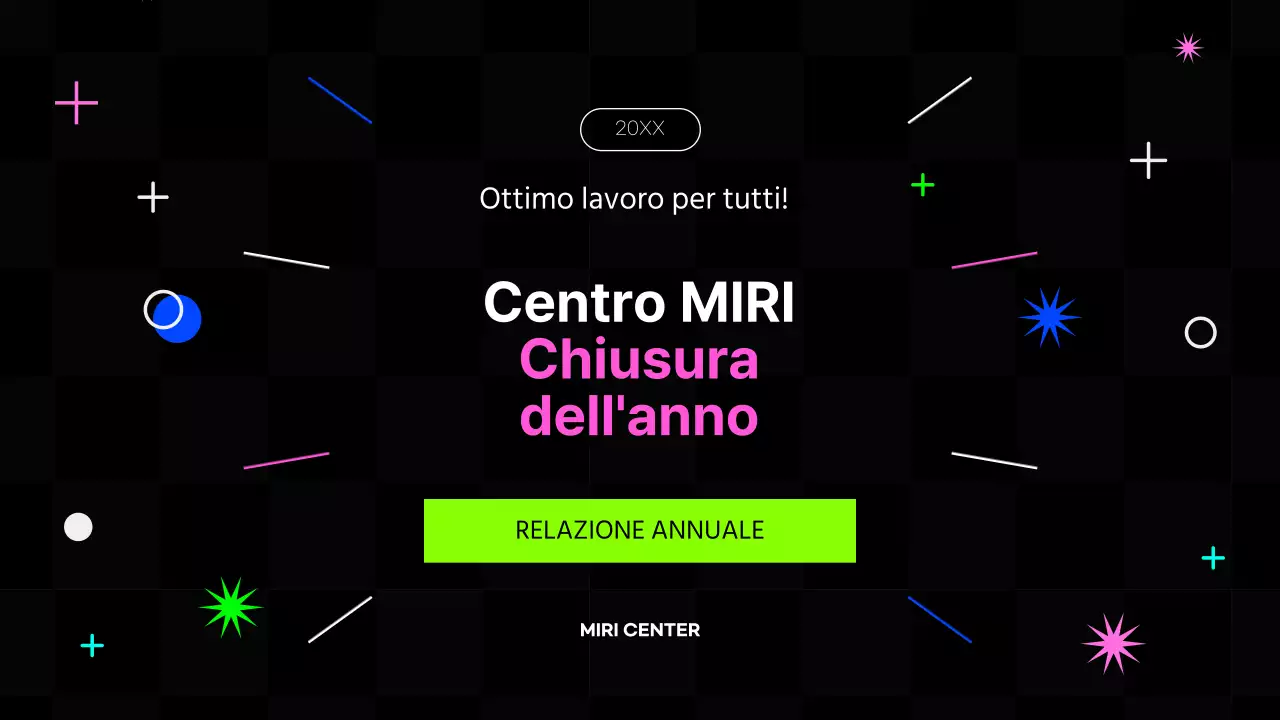 Rapporti finanziari di fine anno in stile kitsch, in rosa acceso e colori fluorescenti.