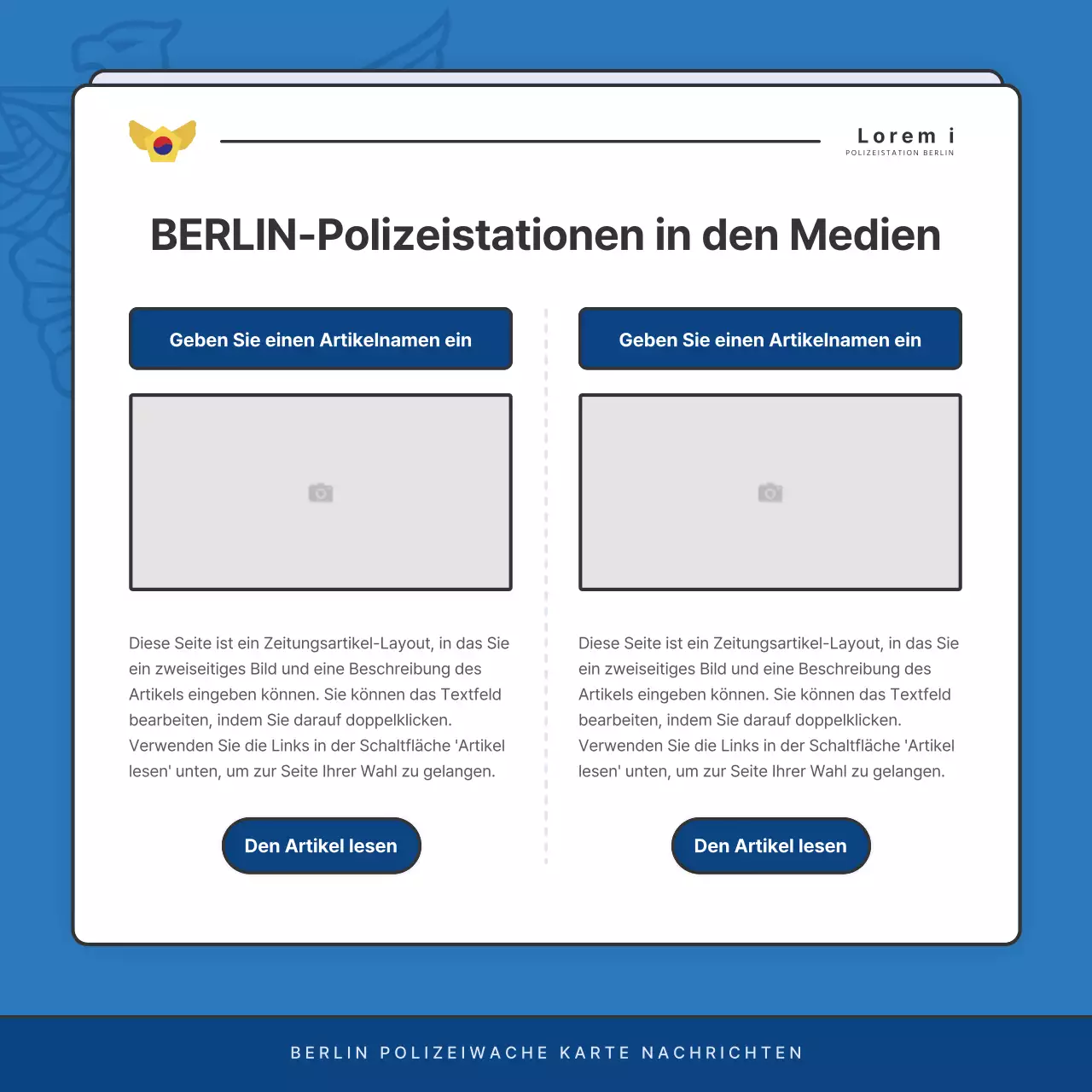 Standard-Newsletter der Polizeidienststelle in Blau und Marineblau