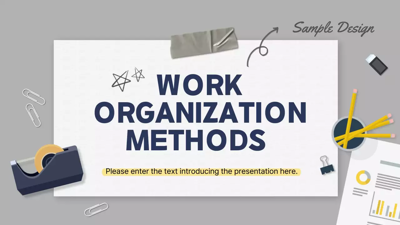 A gray and navy blue business organizer presentation