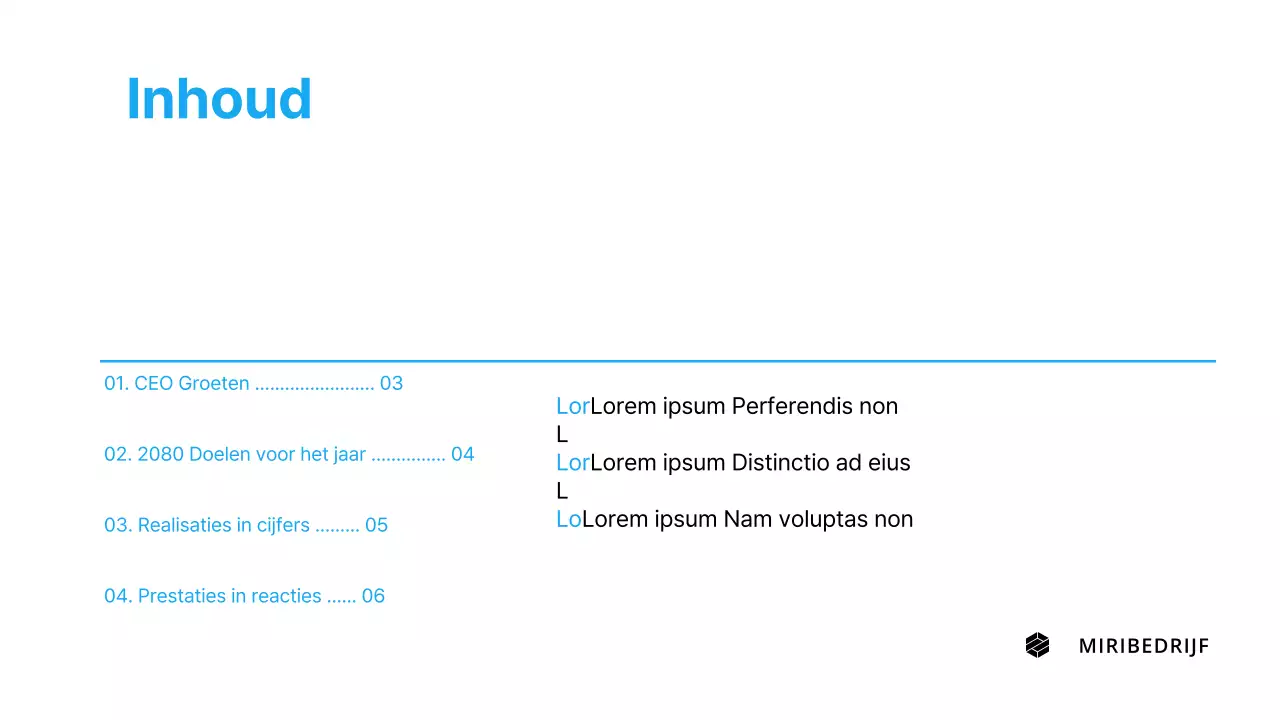 Een eenvoudige lichtblauwe en witte introductie van het winstrapport