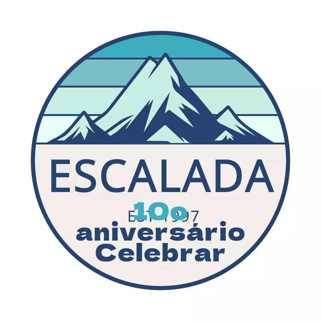 Um conceito simples para um clube de montanhismo com ilustrações de montanhas e tipos de letra serifados