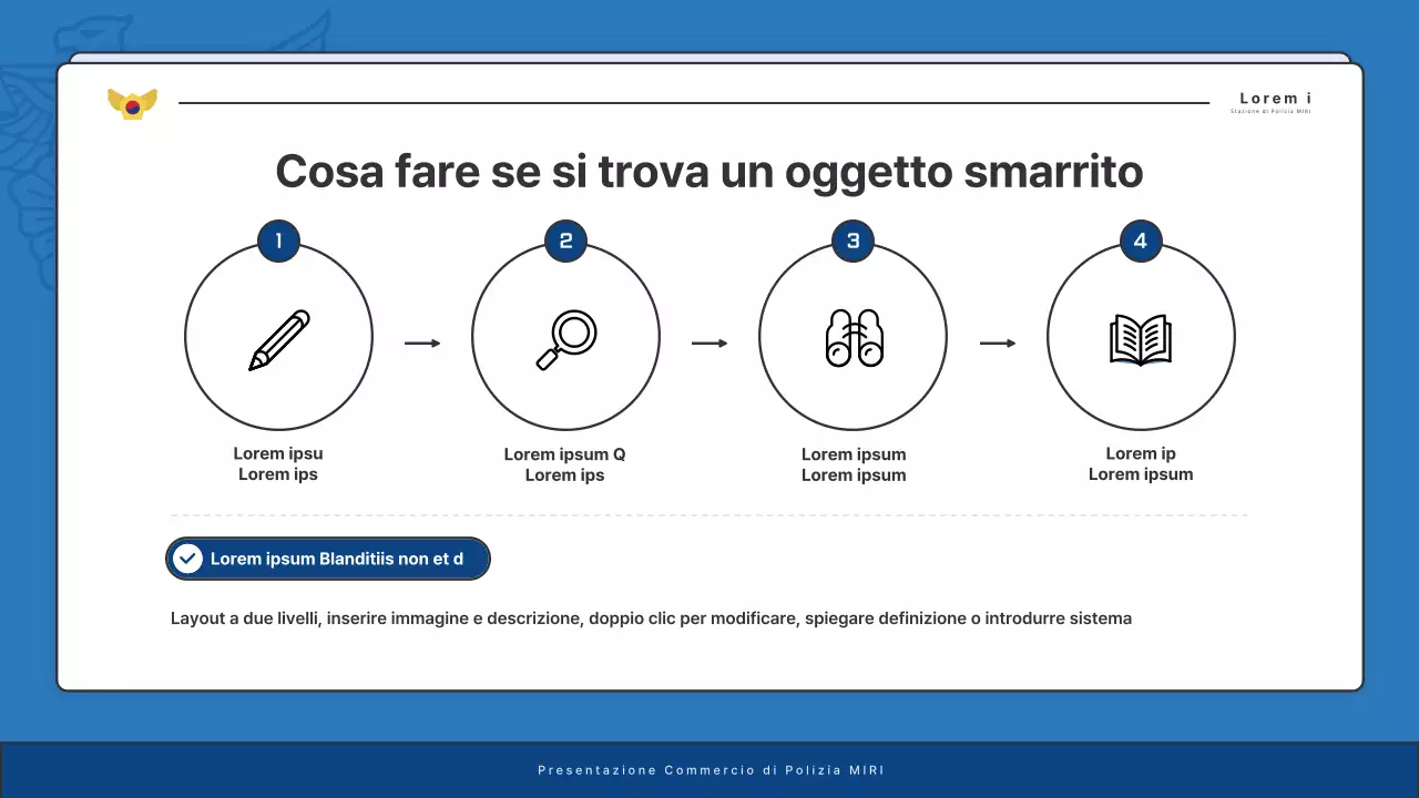 Affissioni di default del bollettino della stazione di polizia in blu e blu navy