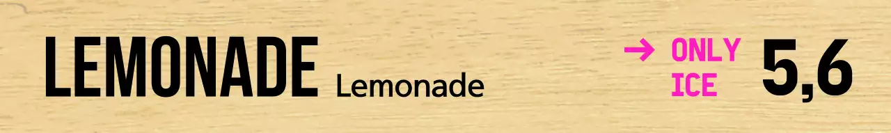 Kafe dengan huruf hitam bersih dan aksen merah muda