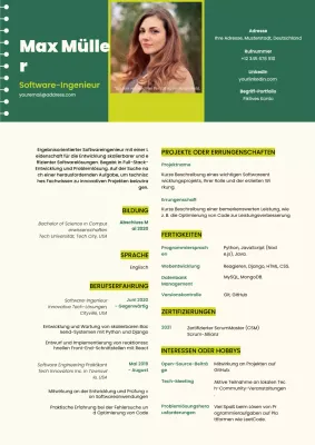 Grün und Beige Trendy Software Engineer Lebenslauf