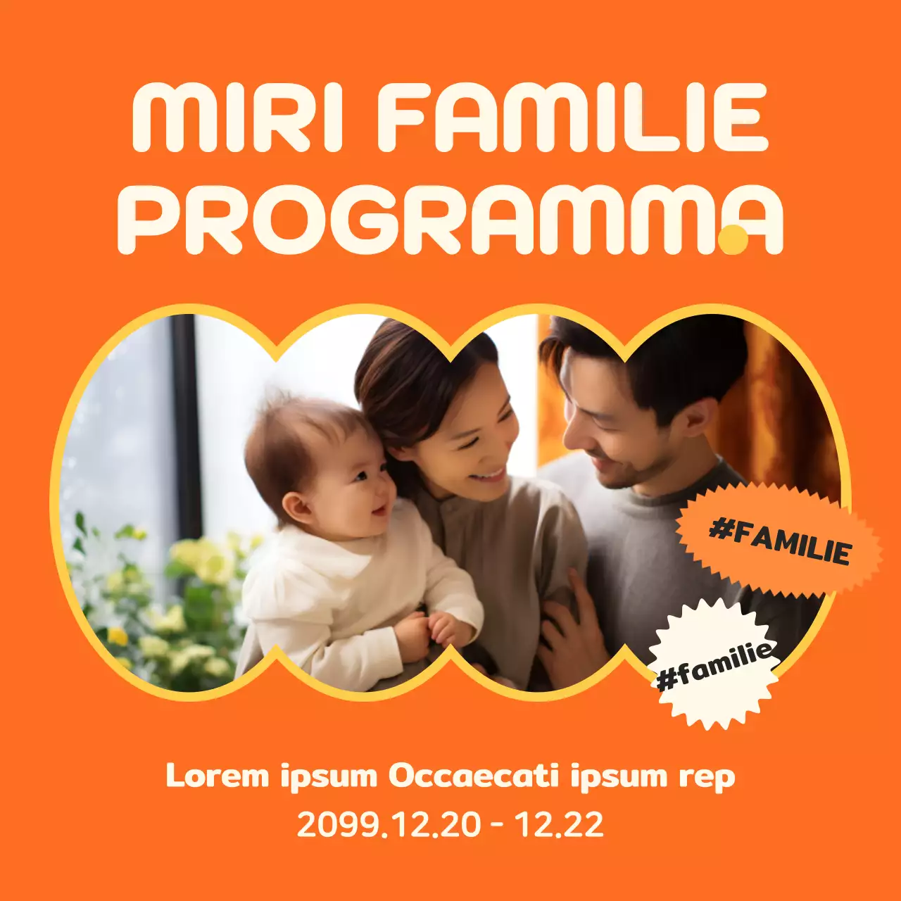 Promoot moderne programma-aankondigingen in oranje en geel