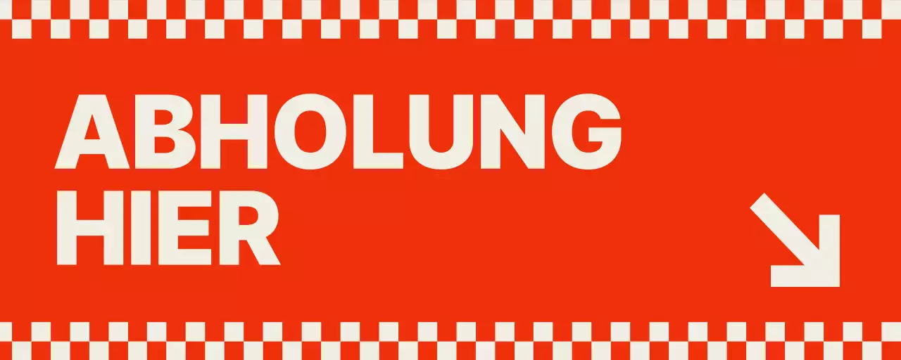 Anleitung zum Abholauftrag für ein rotes, schachbrettartiges Vintage-Konzept