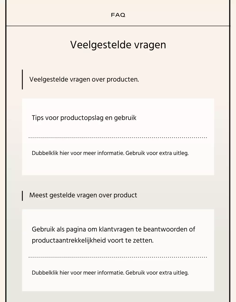 Basisstijl in zwart en beige Merkverklaring handel