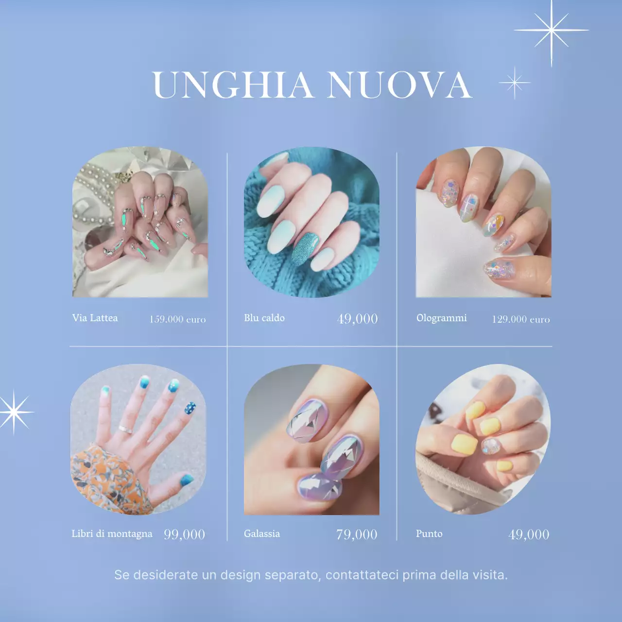 Promuovere un semplice negozio di bellezza per nail art in azzurro