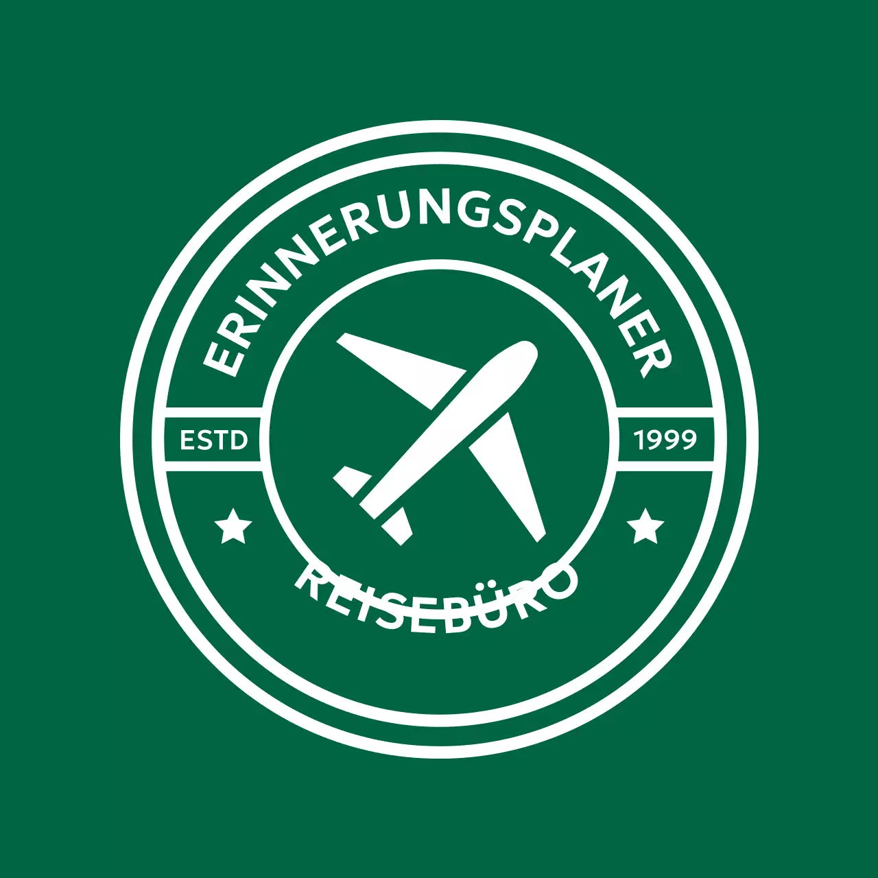 Ein klares, stilvolles Reisestempel-Logo