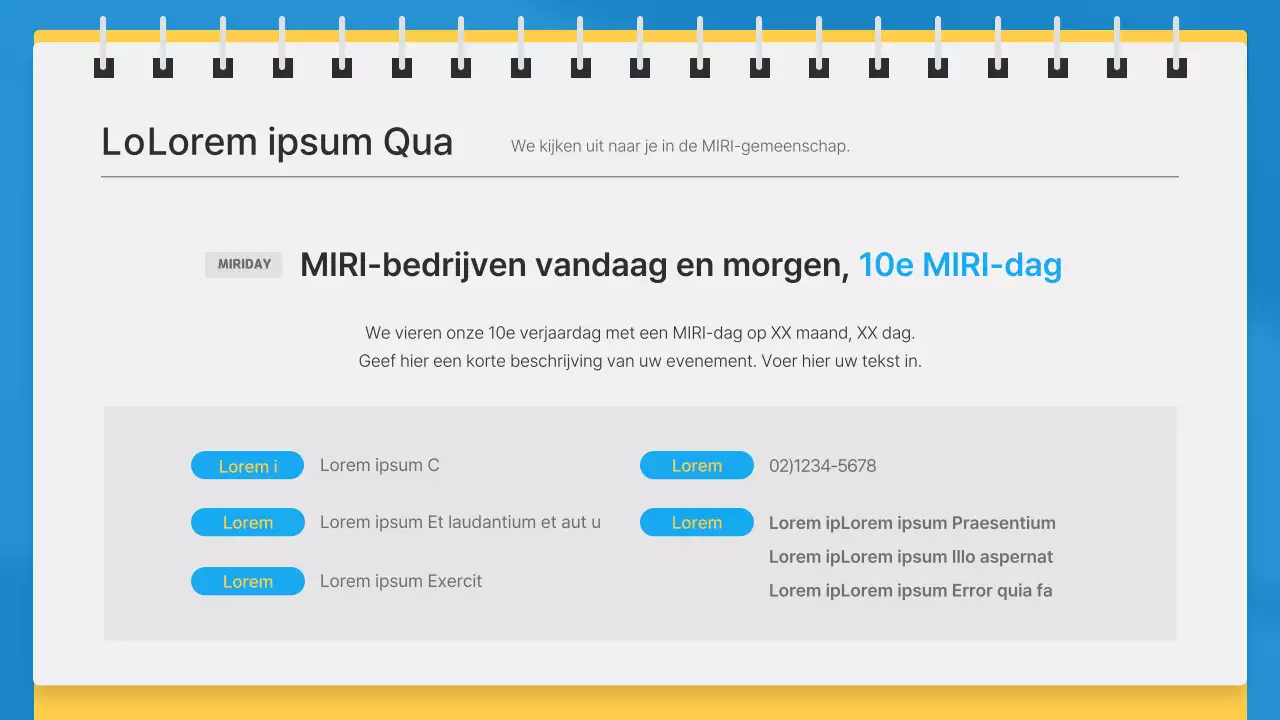 Eenvoudige zakelijke maandelijkse nieuwsbrief in blauw en geel