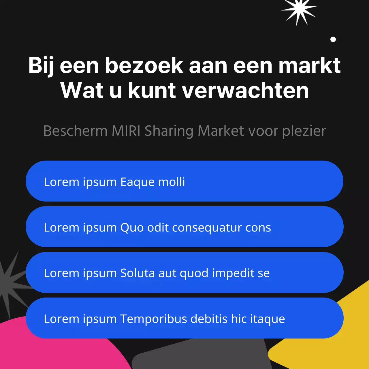 Zwarte en fluorescerende trendy marktaankondiging