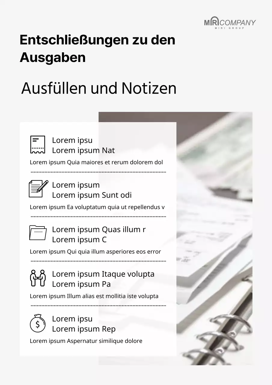 Eine einfache grau-weiße Ankündigung der Ausgabenentschließung