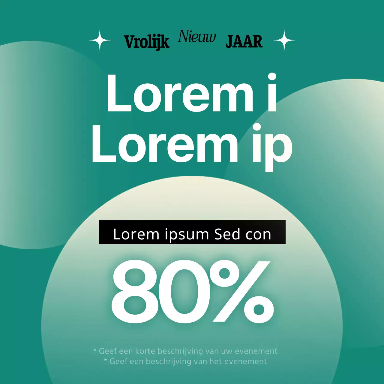 Promoot een nieuwjaarsmarketsjabloon in oranje en mint