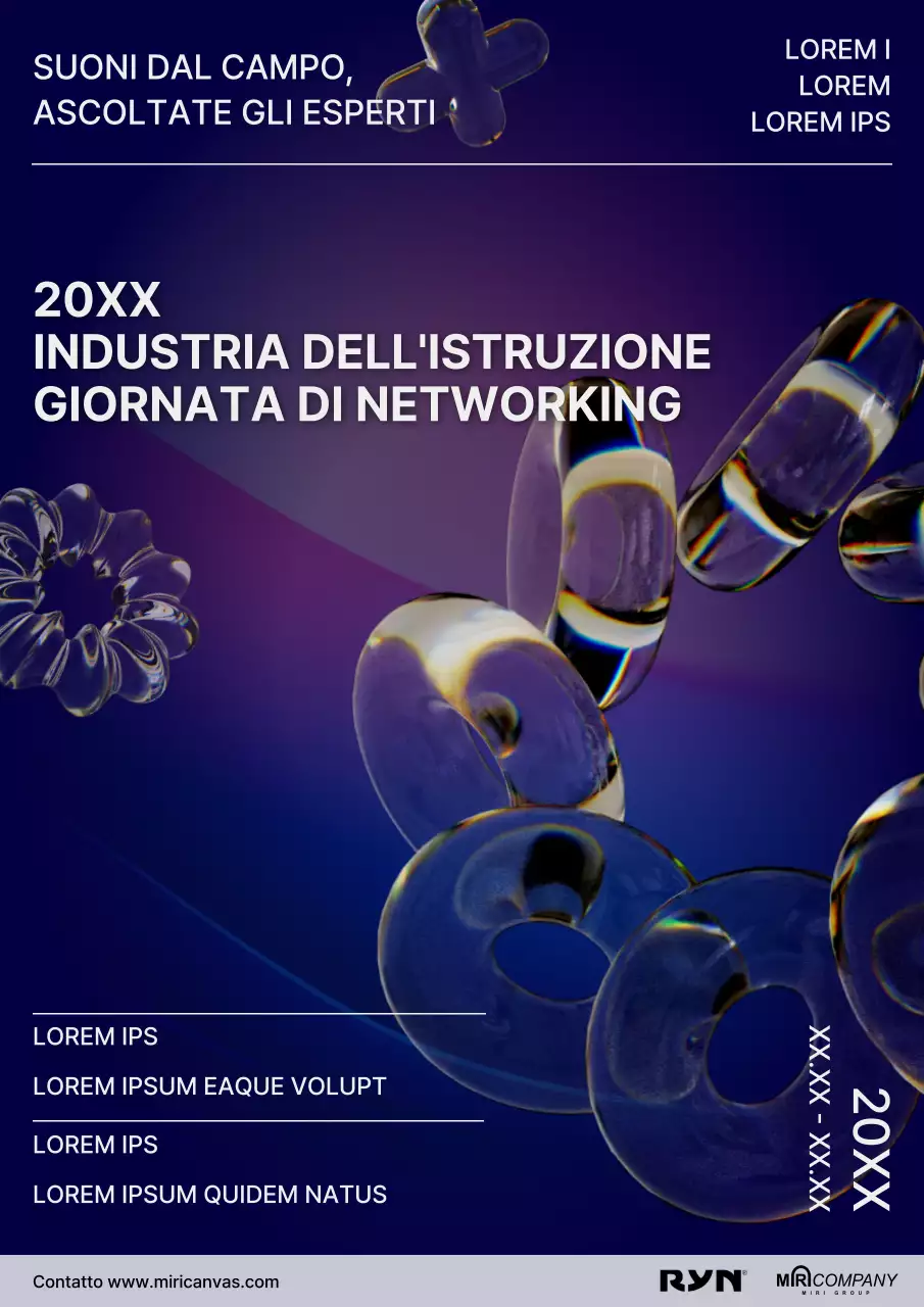 Promuovere una giornata di networking di tendenza per il settore dell'istruzione, in viola e blu.