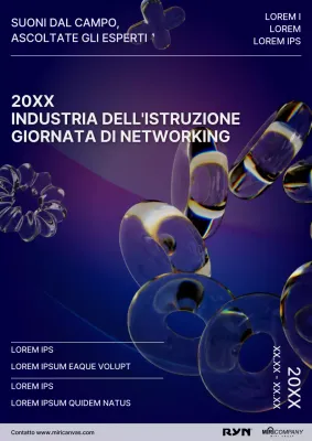 Promuovere una giornata di networking di tendenza per il settore dell'istruzione, in viola e blu.