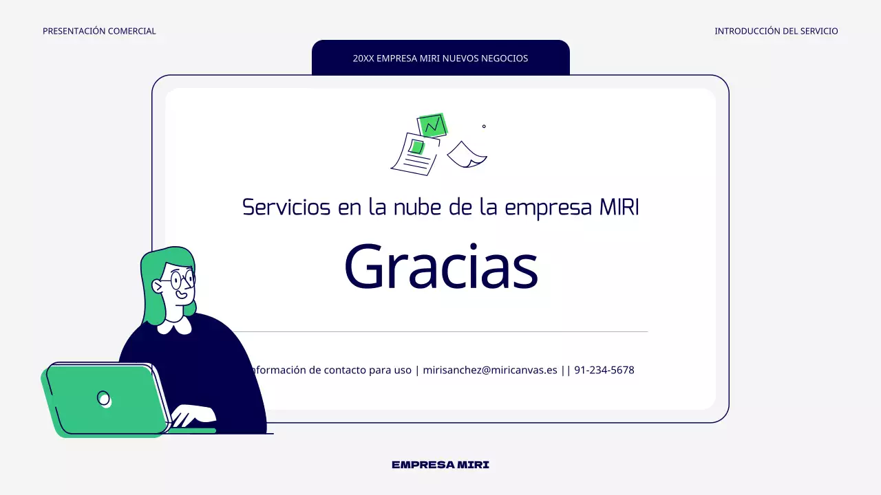 Un nuevo servicio sencillo en verde y gris