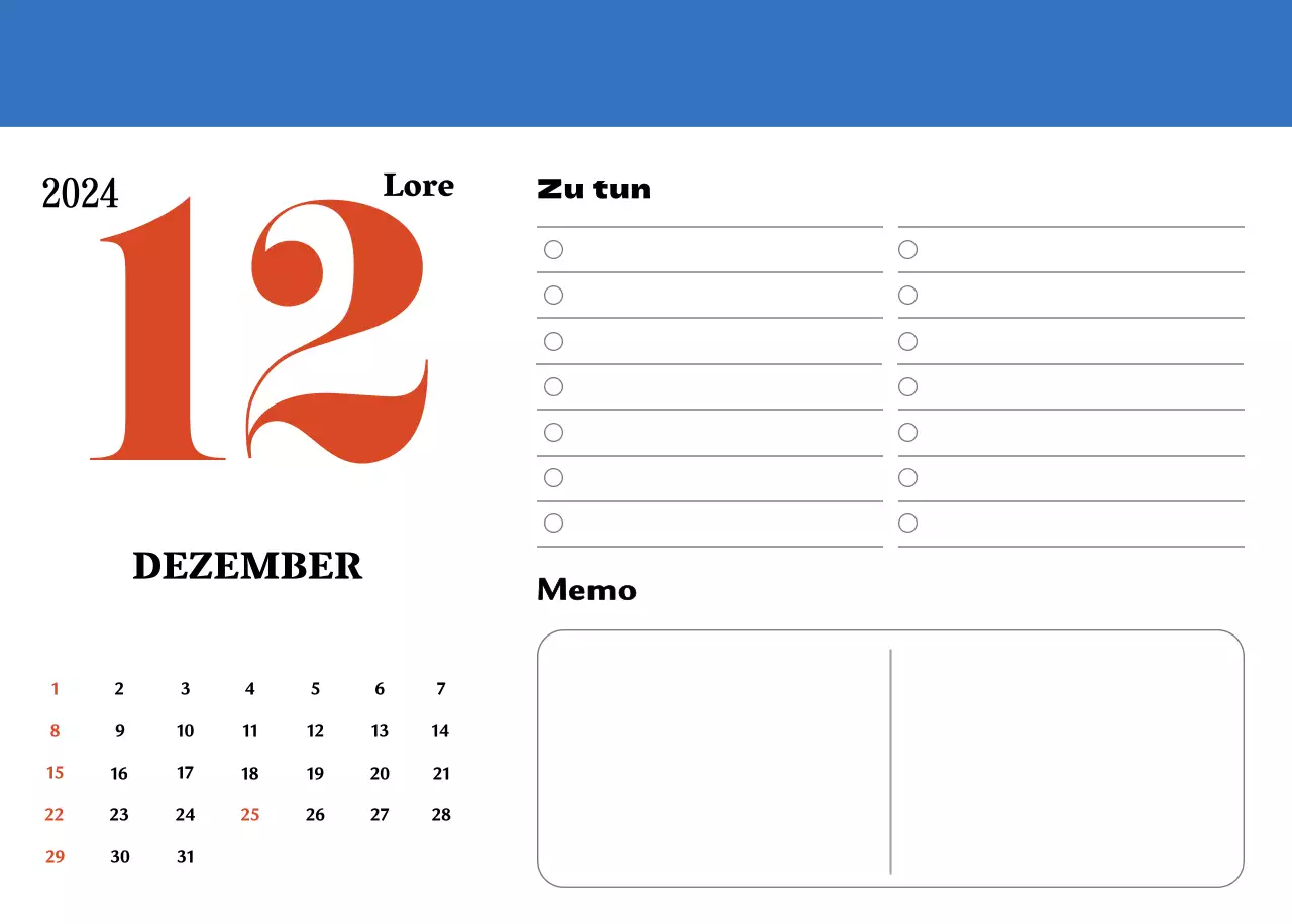 Rote und blaue Retro-Untersetzer Erinnerungskalender
