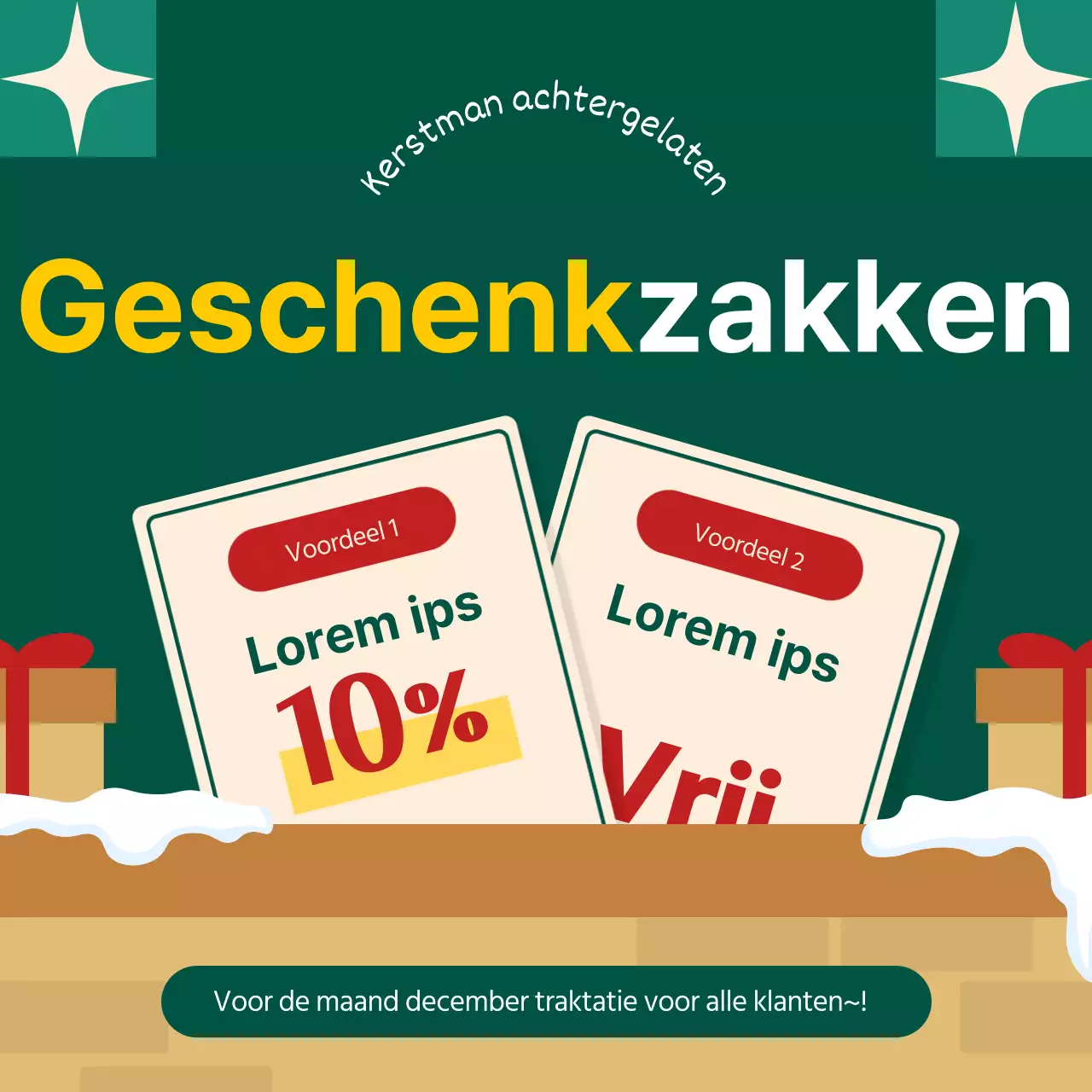 Maak reclame voor een schattig pakket met kerstsjablonen in groen en rood