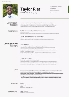 Witte en groene eenvoudige vertegenwoordiger cv