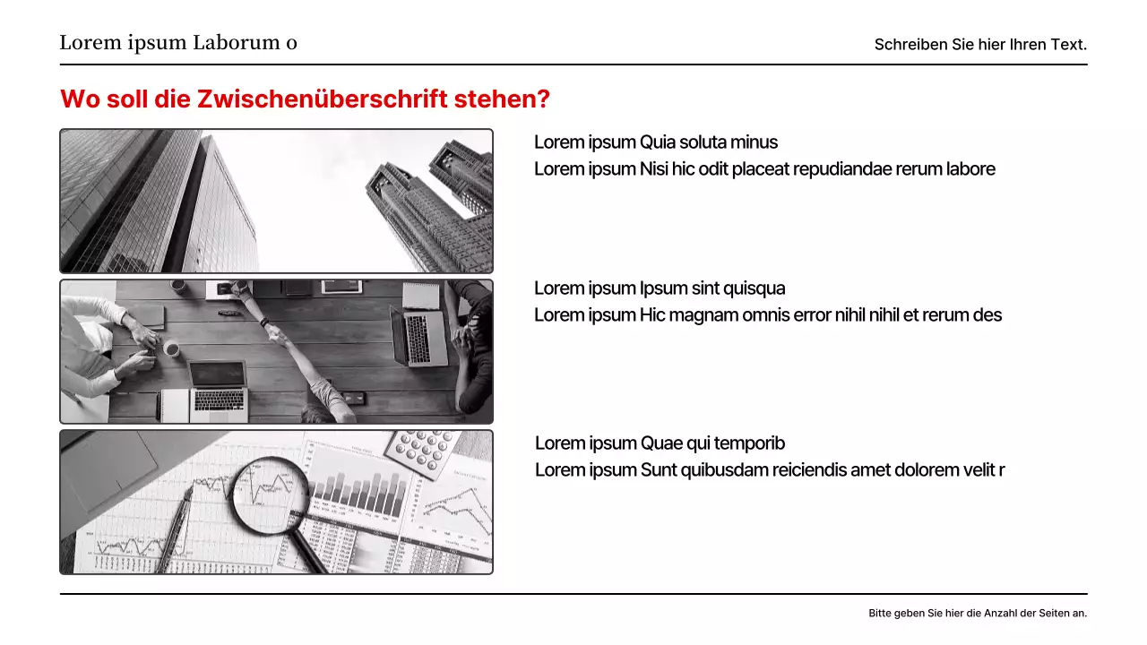 Eine einfache rote und graue Layout-Präsentation