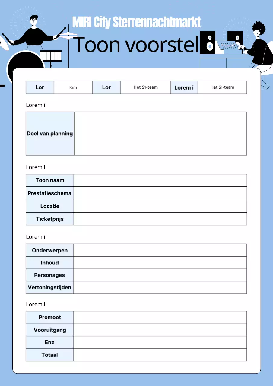 Prospectus met een leuke band op een lichtblauwe achtergrond