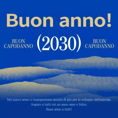 Biglietto di auguri per il nuovo anno con accenti blu e oro