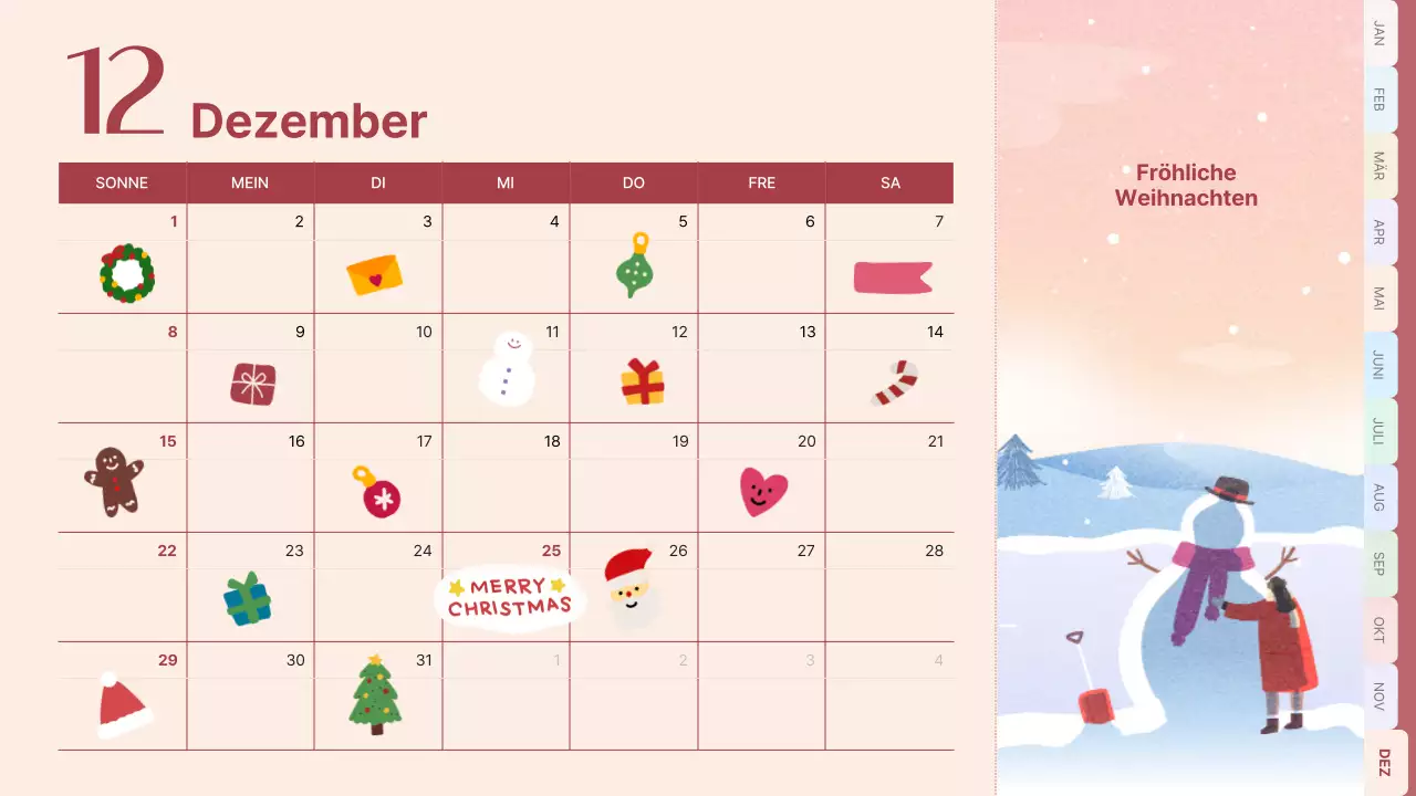 Klassischer Terminkalender in Rosa und Hellblau