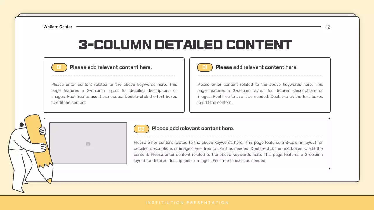 A basic yellow and white welfare center newsletter post