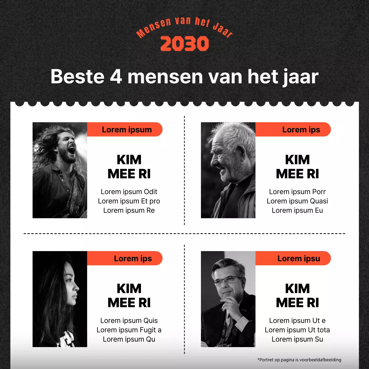 Een eenvoudige eindejaarspost in oranje en zwart