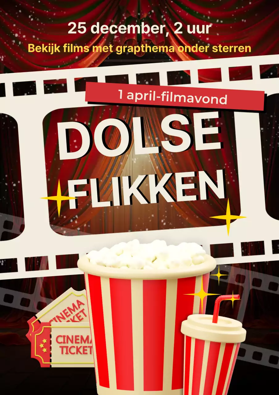 Rood en Wit Trendy Uitnodiging voor de Filmavond van April