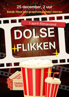 Rood en Wit Trendy Uitnodiging voor de Filmavond van April